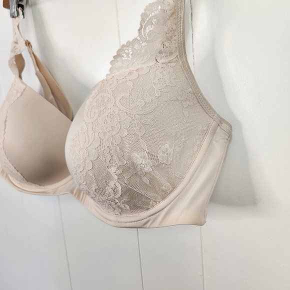 Ashley Graham Diva Demi Cup Underwire Bra Beige Lace Lightly Lined 38DDD 38F - Picture 5 of 10